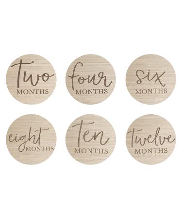 Little Pear Wooden Milestone Photo Cards - Double Sided Monthly Prop Discs for Baby Announcement & Pregnancy Journey - Natural Wood Milestone Markers - Buy Online on GoSupps.com