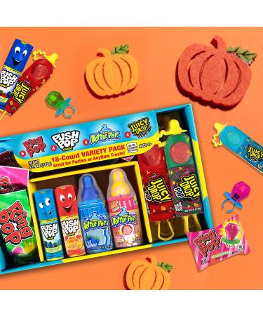 Bazooka Candy Brands Halloween Variety Lollipop Box - 18 Count Assorted Flavors Including Ring Pop, Push Pop, Baby Bottle Pop & Juicy Drop - Perfect Candy Gift for Halloween - 15.8 oz (Pack of 1) - Buy Online on GoSupps.com