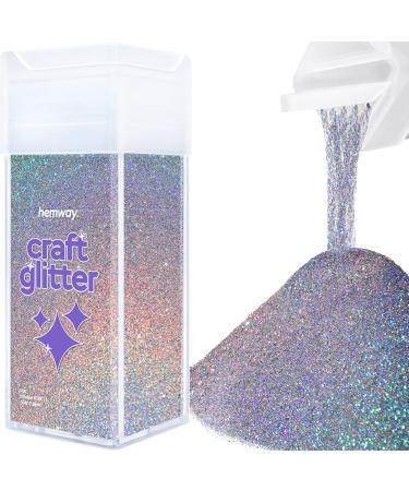 Hemway Craft Glitter Shaker 130g / 4.6oz Glitter for Arts, Crafts, Resin, Tumblers, Nails, Painting, Decoration, Festival, Cosmetic, Body - Ultrafine (1/128" 0.008" 0.2mm) - Silver Holographic Silver Holographic Ultrafine (1/128" 0.008" 0.2mm)
