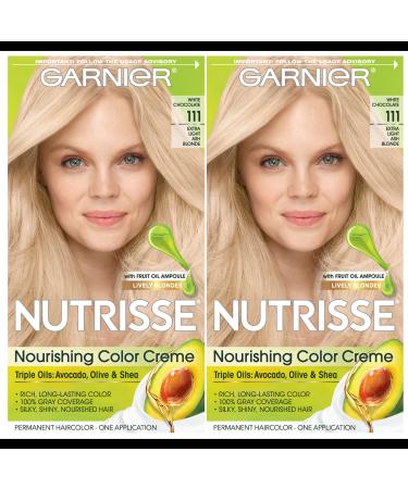 Garnier Hair Color Nutrisse Nourishing Creme 111 Extra-Light Ash Blonde (White Chocolate) Permanent Hair Dye 2 Count (Packaging May Vary) 111 Extra-Light Blonde (White Chocolate)