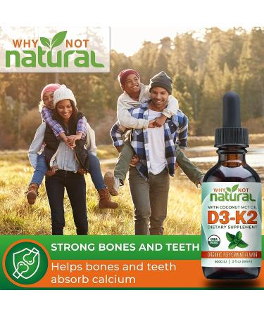 Natural Organic Vitamin D3 K2 Liquid Drops | 5000 IU for Strong Bones & Heart | Immune Support with Coconut MCT Oil - Buy Online on GoSupps.com