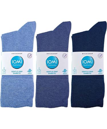 IOMI 6 Pair Mens Bamboo Diabetic Socks - Navy Blue Crew Non Binding Seamless Socks 7-12 - Buy Online on GoSupps.com
