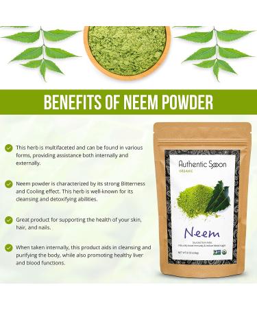 Organic Neem Powder - Lab Tested | 8 oz | Eco Kraft Bag | 100% Raw from India - Ayurvedic Skin Care & Hair Detox - Buy Online on GoSupps.com