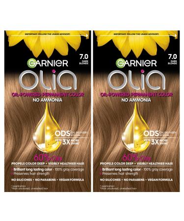Garnier Hair Color Olia Ammonia-Free Brilliant Color Oil-Rich Permanent Hair Dye 7.0 Dark Blonde 2 Count (Packaging May Vary)