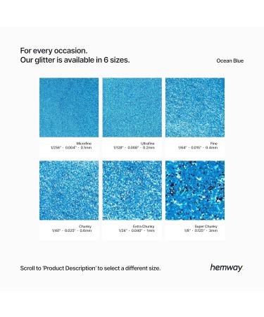 Hemway Ultra-Shine Ocean Blue Chunky Glitter | 100g | 1/40 0.025 0.6mm - Perfect for Crafts & DIY Projects - Buy Online on GoSupps.com