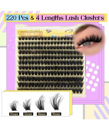 ALICE Fluffy Volume Lash Clusters Natural Lash Extensions DIY Eyelash Extensions 220Pcs 3D Wispy Individual Lashes(10-16mm 0.05D D Curl) A - 3D Wispy - Buy Online on GoSupps.com
