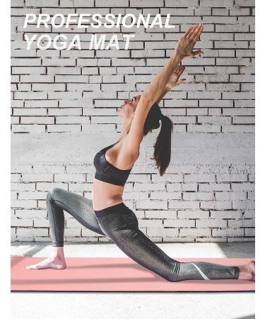 Extra Thick Yoga Mat with Strap | Non Slip TPE Mat for Pilates & Floor Exercises - Cherry Pink & Navy Blue - Buy Online on GoSupps.com