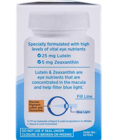 Bausch + Lomb Ocuvite Lutein 25mg Supplement 30 Softgels - Blue Light Defense | 30 Count - Buy Online on GoSupps.com