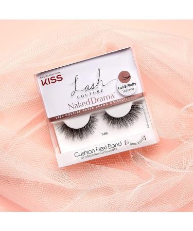 KISS Lash Couture Naked Drama Collection 1 Pair of False Lashes Tulle Full and Fluffy Faux Mink Fake Eyelashes with Cushion Flexi Band includes Lash Glue - Buy Online on GoSupps.com