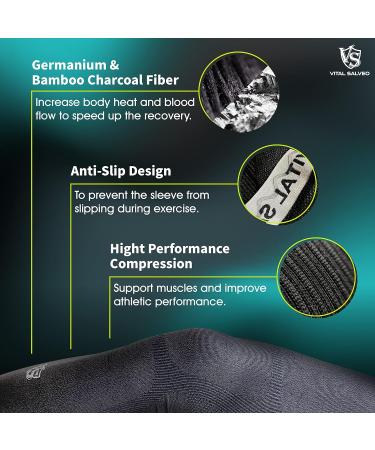 Vital Salveo Bamboo Charcoal Germanium Recovery Compression Leg Sleeve - Dark Grey - Medium - Buy Online on GoSupps.com