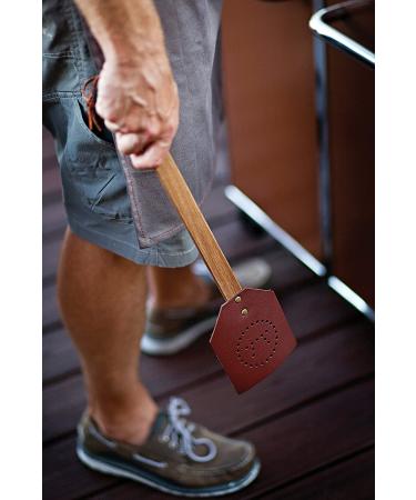 Outset Acacia Wood & Leather Amish-Style Fly Swatter 17.5 Brown - Premium Quality - Buy Online on GoSupps.com