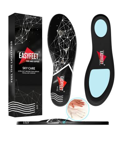 (New 2023) Memory Foam Insoles for Men and Women - Excellent Shock Absorption Pain Relief Plantar Fasciitis - Premium Shoe Inserts Work Boot Running Shoes Hiking Shoes Sneaker Black S (Men 7-8.5/Women 8-9.5)