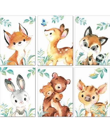 Lalelu-Prints Children's room decoration children's pictures pictures baby room forest animals poster children girl boy set of 6 (DIN A4 without frame)