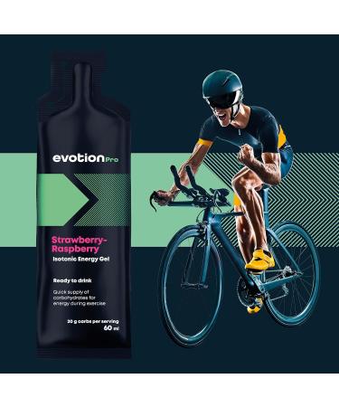 Evotion Pro High Energy Gel - 5 x 60ml | 80kcal 20g Carbs - Strawberry Raspberry Power Gel for Running &amp; Marathon Energy - Buy Online on GoSupps.com
