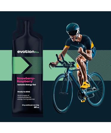 Evotion Pro High Energy Gel - 20 x 60ml | 80kcal 20g Carbs | Strawberry Raspberry Power Gel for Running & Marathons - Buy Online on GoSupps.com