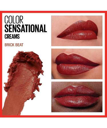 Maybelline Color Sensational Lipstick  Lip Makeup  Cream Finish  Hydrating Lipstick  Nude  Pink  Red  Plum Lip Color  Brick Beat  0.15 oz  (Packaging May Vary) 122 BRICK BEAT 0.15 Ounce (Pack of 1) - Buy Online on GoSupps.com