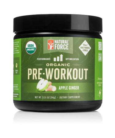 Organic Pre Workout – Powerful 3-Stage Formula with Superfoods and Adaptogens *Best All Natural & Organic Pre-Workout Powder* Gluten Free, Non-GMO 3.31 Ounce Apple Ginger Flavor by Natural Force