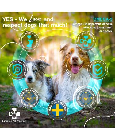 European Pet Pharmacy Omega 3 Fish Oil for Dogs/Cats Dog Joint Supplements Cat Joint Supplement for Itchy Dog Skin Relief Mobility 180 soft gels - Buy Online on GoSupps.com