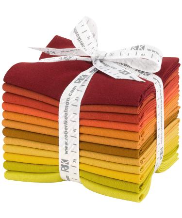 Robert Kaufman Kona Cotton Solids Autumn Hues Fat Quarter Bundle 12 Precut Cotton Fabric Quilting FQs Assortment FQ-1371-12