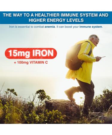 Gentle Iron Tablets 15mg + VIT C | 365 Day Supply | Reduce Tiredness & Fatigue | High Absorption Iron Supplements | Vegan | FuelFinity Quality - Buy Online on GoSupps.com