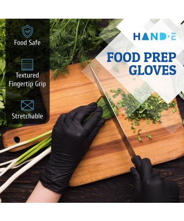 Hand-E Touch Black Nitrile Disposable Gloves - 100 Medium, Latex-Free for BBQ, Tattoo, Hair Dye, Cooking, Mechanics - Buy Online on GoSupps.com