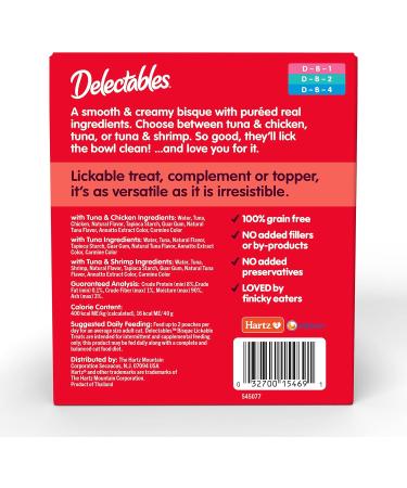 Hartz Delectables Bisque Lickable Wet Cat Treats Variety Flavours 24 Pack Variety Flavour 1 g (Pack of 24) - Buy Online on GoSupps.com