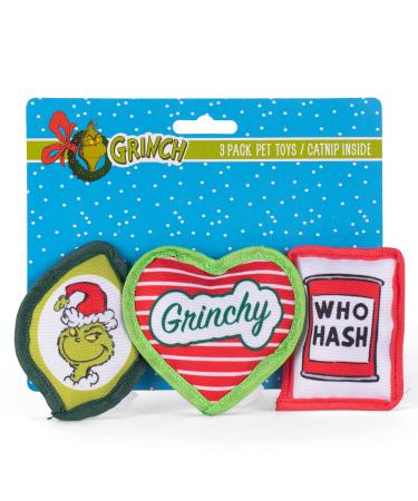 Dr. Seuss The Grinch Catnip Cat Toys 3 Pack - Small Cat Toy with Catnip from The Grinch Who Stole Christmas Dr Seuss Collection - Cat Catnip Toy, Small Catnip Toy for Cats, Catnip Infused Toys 4 Inch - 3 Pack Canvas Catnip Toy