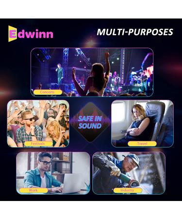Edwinn Ear Plugs - 3 Pairs Invisible Noise Cancelling Ear Plugs for High Fidelity Hearing Protection - Ideal for Concerts, Raves, Motorcycles, Work - White - Buy Online on GoSupps.com