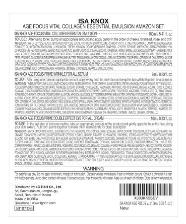 ISA KNOX Age Focus Vital Collagen Emulsion & PRIME Wrinkle Serum & Eye Cream - Korean Skin Care with Vitamins C B12 & E | 177ml | International Shipping - Buy Online on GoSupps.com