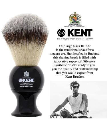 Kent BLK8S Shaving Brush Set with Ultra-Soft Synthetic Bristles and Black Resin Handle + VSB2 Large Black Shaving Brush Stand - Buy Online on GoSupps.com