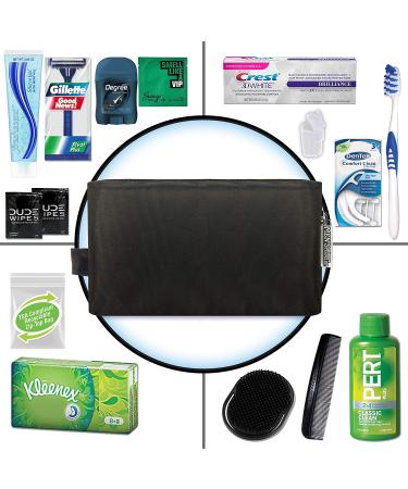 Men's Premium Travel Kit with Gillette Razor and Crest Toothpaste - 15 Piece Set - Buy Online on GoSupps.com