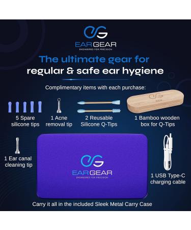 EARGEAR - Wireless Visual Ear Camera Otoscope Ear Wax Removal Kit with Extractor Camera & LED Lights - Smart & Safe Earwax Cleaner - Connects to iOS & Android (Cosmic Blue). - Buy Online on GoSupps.com
