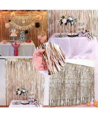Dazzle Bright 3FT x 8FT Metallic Tinsel Foil Fringe Curtain - 2 Pack Champagne Gold for Party, Wedding, Baby Shower - Photo Booth Background - Buy Online on GoSupps.com
