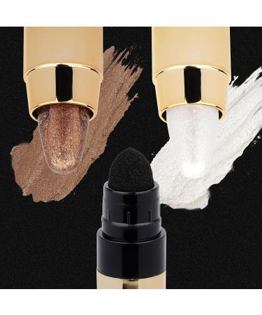 Fanxiton Shimmer Cream Brown Glitter Eyeshadow Stick - Waterproof & Long Lasting Eyeshadow Pencil with Brush Set - Buy Online on GoSupps.com