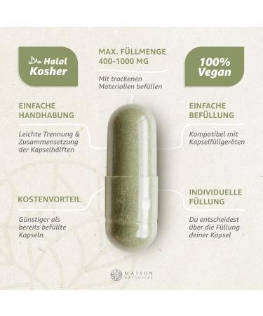 Maison Naturelle Vegan Leafing Pataps - HPMC Empty Capsules (1000 pcs) for Capsule Filling - Ideal for Capsule Filler & Transparent Use - Buy Online on GoSupps.com