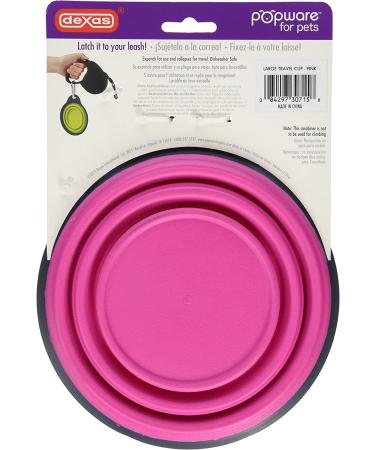 Dexas Pets Collapsible Travel Cup Large - Gray/Pink | Portable Water Bowl for Dogs on-the-go - Buy Online on GoSupps.com