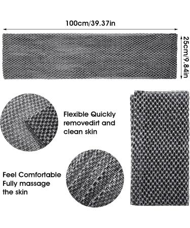 Back Scrubber Set - 2-Piece Double-Sided Peeling Sponge Bath Brush for Men & Women | Shower Exfoliating Washcloth in Black - Buy Online on GoSupps.com