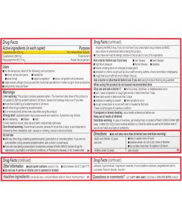 Tylenol Cold Congestion Caplets 24 Count - Pack of 48 | Fast Relief for Cold Symptoms - Buy Online on GoSupps.com