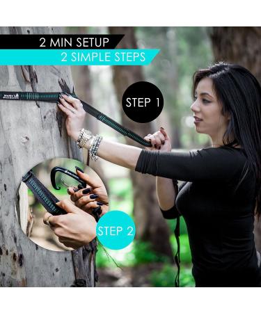 Double Camping Hammock with Tree Straps & Carabiners - Portable Parachute Nylon for Hiking, Backpacking, Travel - Easy Setup - Black/Sky Blue - Buy Online on GoSupps.com