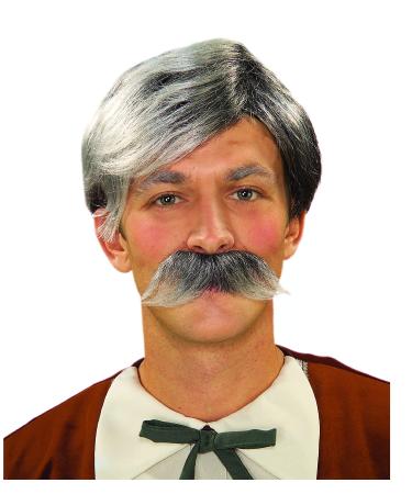 Gepetto Wig & Moustache - Grey (Wigs)