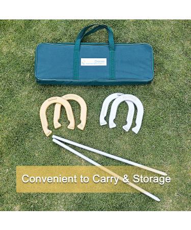 SPEXDARXS Horseshoes Set - Fun Lawn Game for Kids and Adults | Includes 4 Horseshoes, 2 Stakes, and Carrying Case - Buy Online on GoSupps.com