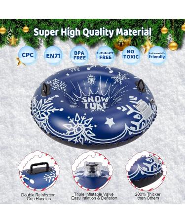 47-Inch CAMULAND Snow Tube for Sledding | Heavy Duty Inflatable Sled for Kids & Adults | Towable Toboggan with Sledge Rope | Winter Outdoor Sports - Dark Blue - Buy Online on GoSupps.com