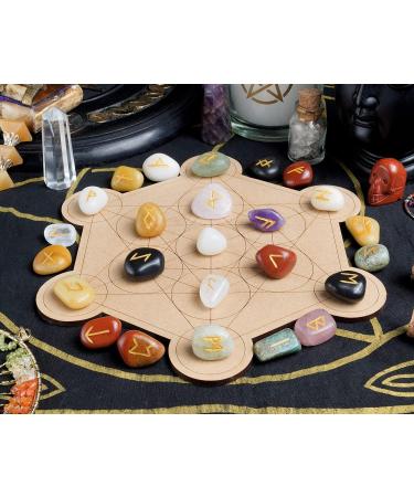 Chakra Elder Futhark Alphabet Engraved Rune Stones Set - 25 pcs | Spiritual Metaphysical Decor for Feng Shui, Reiki, Crystal Healing | 15-20 mm Size with Pouch - Buy Online on GoSupps.com