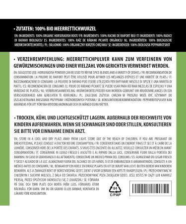 Buy Organic Horseradish Powder 100g - 100% Natural Vegan Additive-Free from Controlled Organic Cultivation - Buy Online on GoSupps.com