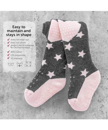 LaLoona Baby Crawling Tights with ABS Anti-Slip Sole and Knees - Stars Pink 86/92 (12-24 Months) - Buy Online on GoSupps.com