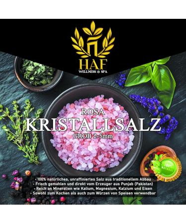  HAF HAF 3 x 1kg Pink Crystalline Salt 2-5mm - 100% Natural Unrefined from Pakistan Rich in Minerals Ideal for Cooking Seasoning and Salt Mills Hand Extracted and - Buy Online on GoSupps.com