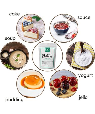 Gelatin (200g) by Elo s Premium |100% All-Natural Food Grade Powder Unflavored Thickener| Packaged In Canada| Used As Thickener Stabilizer Texturiser| Non-GMO Gluten Free| Make Yogurt Fruit Gelatins Puddings and more - Buy Online on GoSupps.com