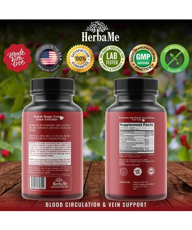 HerbaMe Blood Circulation Supplement 120 Capsules - Supports Leg Vein, Heart Health & Cardiovascular Function - with Niacin, L-Arginine, Ginger & More - Buy Online on GoSupps.com