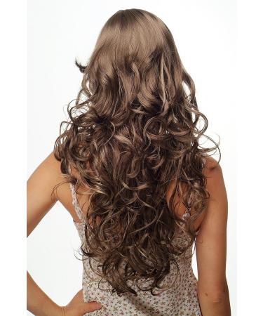 WIG ME UP TYW60430-18-26 | Super Long Curly Ladies Wig with Beautiful Bangs | Light Brown Blonde Streaked Perfect for Fashion & Style - Buy Online on GoSupps.com