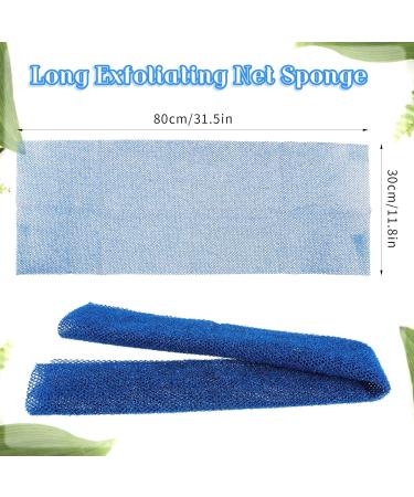 COMNICO African Bath Sponge Long Net Exfoliating Shower Body Scrubber Flat Back Scrubber Foot Scalp Scrub Dead Skin Removal Skin Smoother for Men Women (Blue) - Buy Online on GoSupps.com